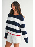 3457IK Coastal Stripe Crewneck Sweater