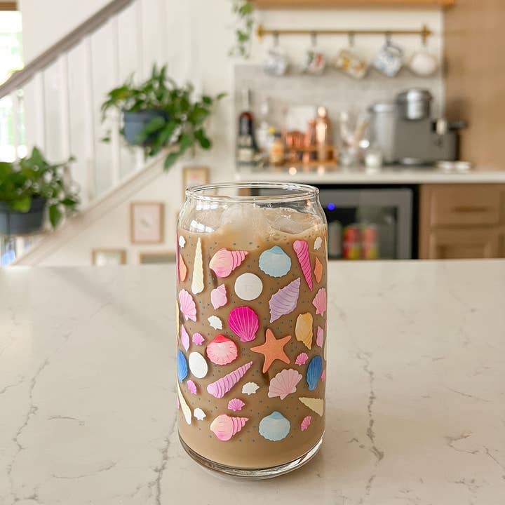 16oz Colorful Seashells Glass