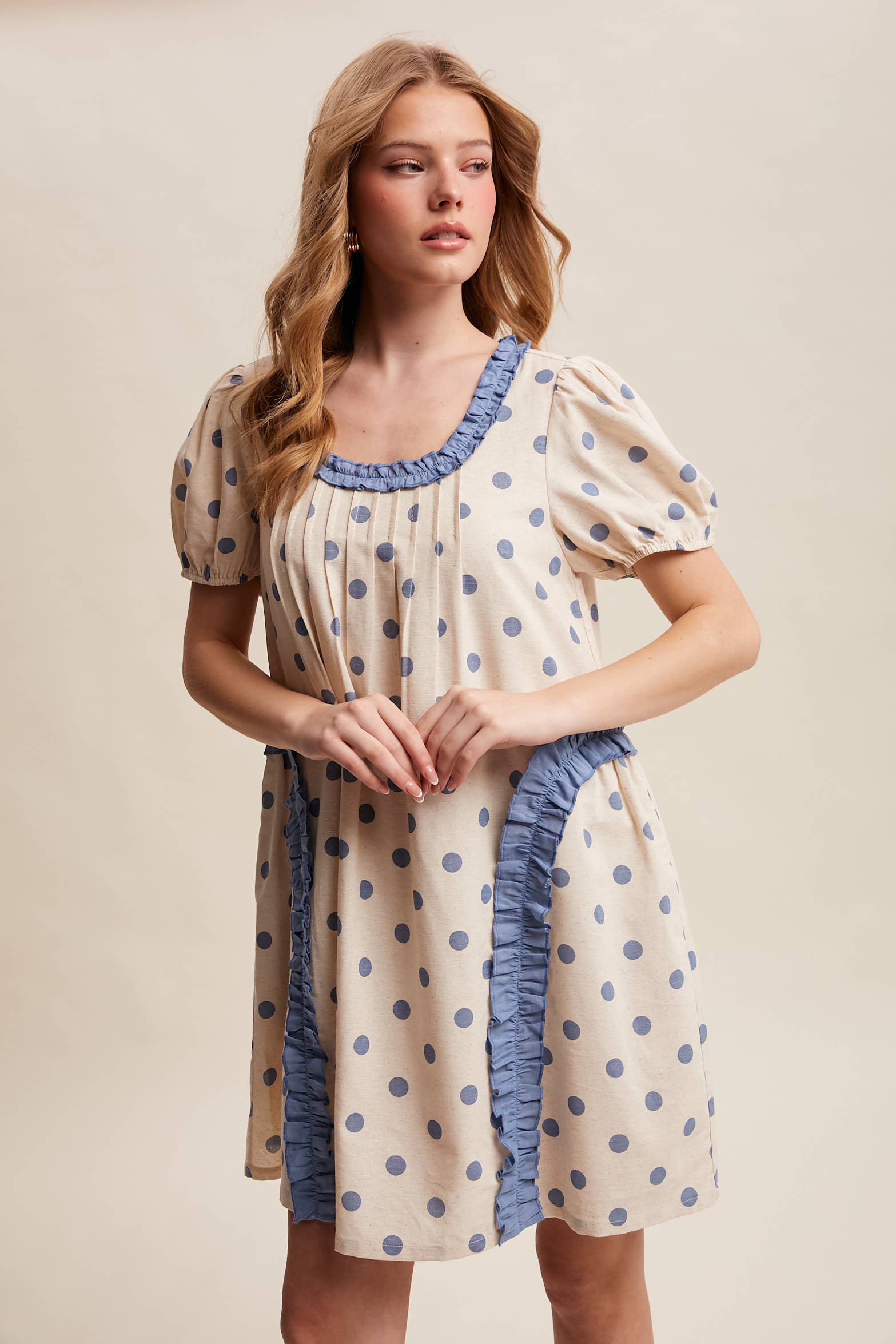 Polka Dot Ruffle Mini Dress LD1608