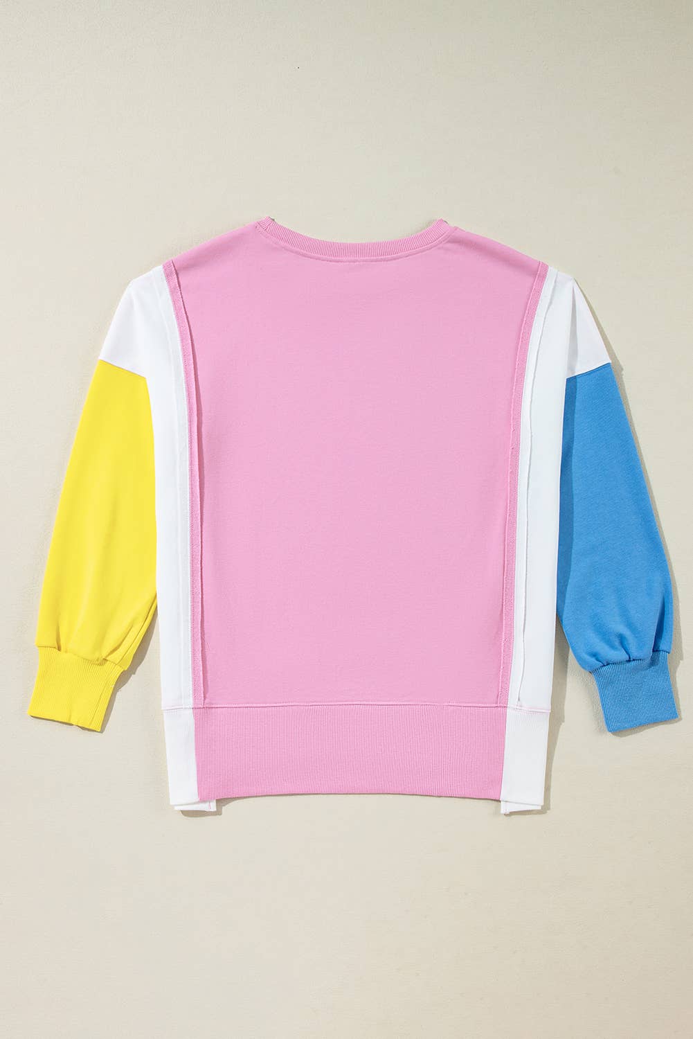 Color Block Exposed Seam Side Slits Sweatshirt