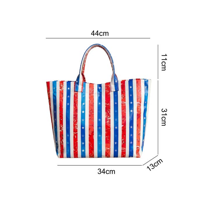 Las Polka Dot USA Flag Cowboy Graphic Vinyl Glossy Tote Bag