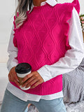 Geometric Knit Ruffles Vest Sweater BJS018
