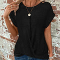 Solid Color Round Neck Twist Short Sleeve T-Shirt