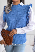 Geometric Knit Ruffles Vest Sweater BJS018