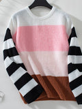 Fall/Winter Colorblock Striped Pullover Knit Sweater MMY202