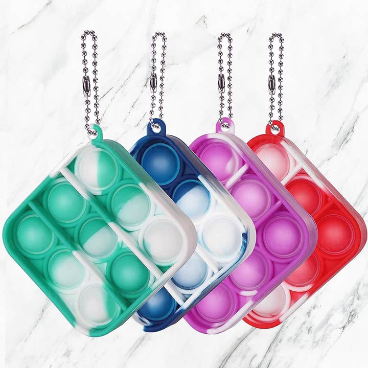 Square Pop It Fidget Keychain Toy- Assorted