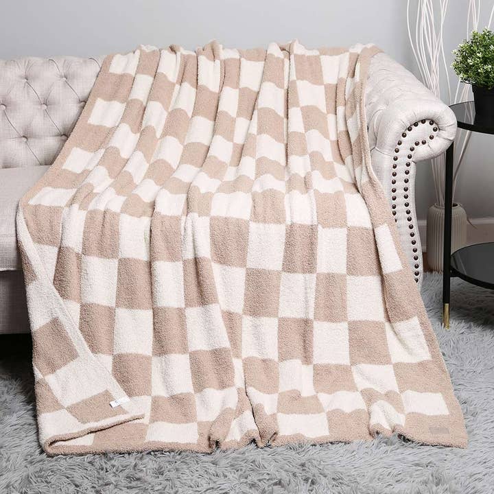 Reversible Checkerboard Patterned Throw Blanket