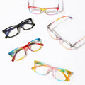 Rainbow Gradient Slim Rectangle Blue Light Reading Glasses