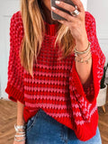 Stripe 3/4 Draped Sleeve Slouchy Sweater