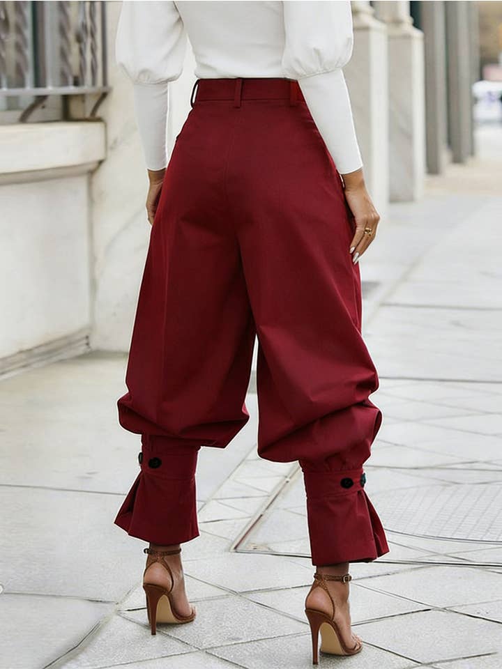 Elegant Suit Pants Ruffle Cuff Trousers