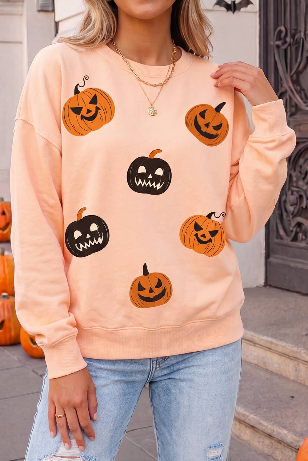 Halloween Pumpkin Graphic Face Sweatshirt | S-Xl