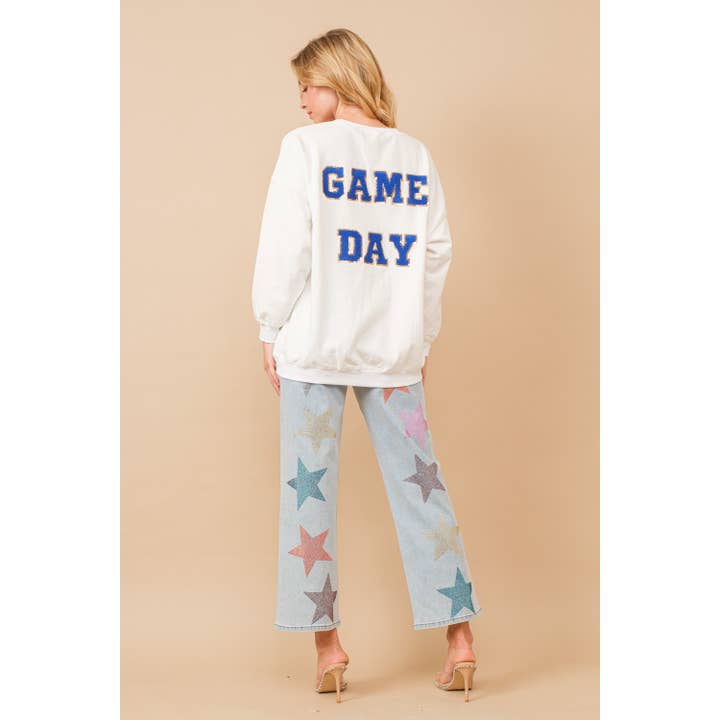 Star Rhinestone Embellishment Straight Leg Jeans