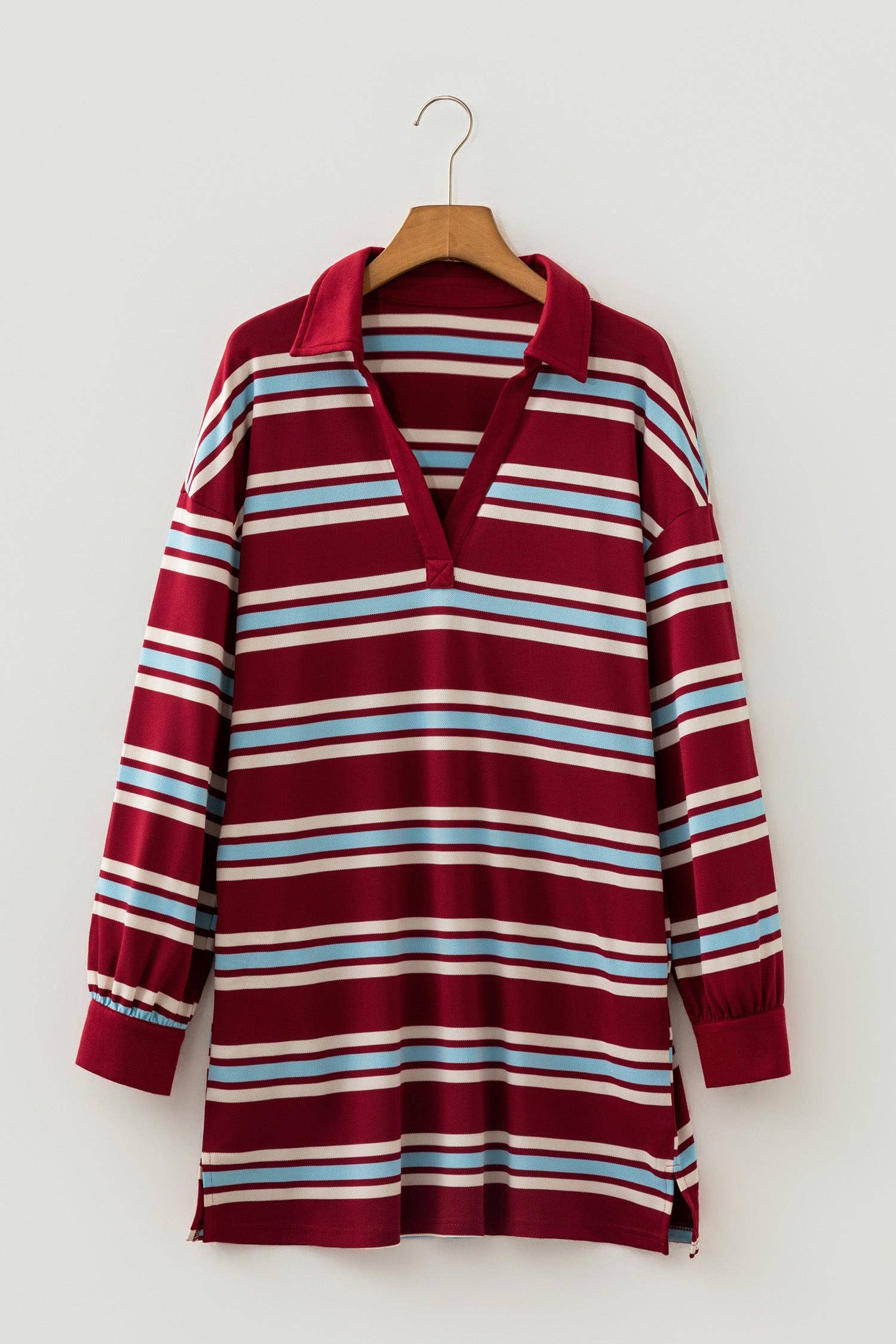 PRETTY BASH Stripe Polo Collar T-Shirt Mini Dress