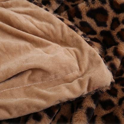 Leopard Fluffy Faux Fur Shaggy Soft Sofa Throw Blanket